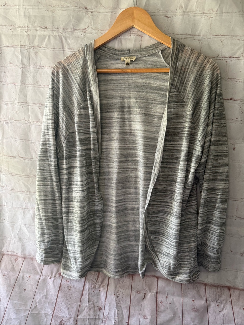 Lily White Women's Size Medium Open Front Heathered Gray Cardigan Sweater